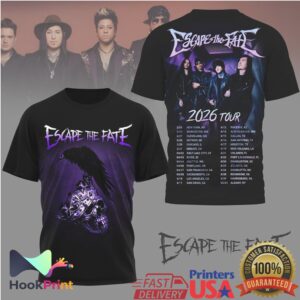 Escape The Fate 2026 World Tour Raven Skull Vintage Rock Band Fans Music T Shirt Escape The Fate 2026 World Tour Raven Skull Vintage Rock Band Fans Music T Shirt