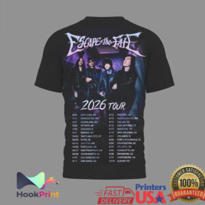 Escape The Fate 2026 World Tour Raven Skull Vintage Rock Band Fans Music T Shirt