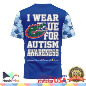 Florida Gators Autism Awareness Support 2026 Blue Ribbon Puzzle Fans T Shirt