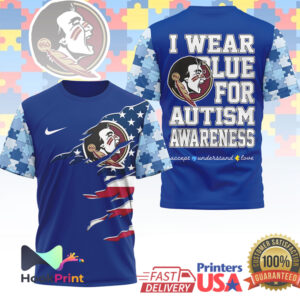 Florida State Seminoles NCAA Autism Awareness Support Blue Jigsaw Fans T Shirt Florida State Seminoles NCAA Autism Awareness Support Blue Jigsaw Fans T Shirt