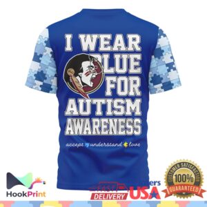 Florida State Seminoles NCAA Autism Awareness Support Blue Jigsaw Fans T Shirt