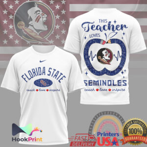Florida State Seminoles This Teacher Loves Seminoles Apple Teach Love Inspire Vintage Fans T Shirt