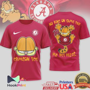 Garfield Alabama Crimson Tide No King On Game Day Fan T Shirt