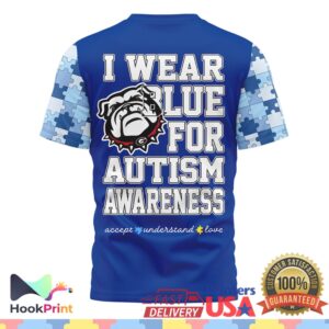 Georgia Bulldogs Autism Awareness Support 2026 Blue Ribbon Puzzle Fans T Shirt