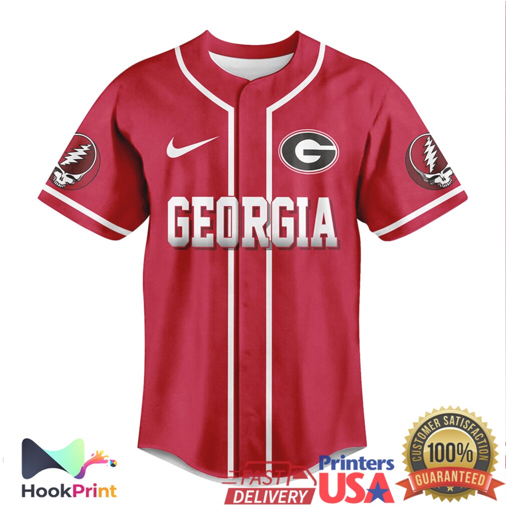 Georgia Bulldogs Grateful Dead Dancing Bears Custom Baseball Jersey Georgia Bulldogs Grateful Dead Dancing Bears Custom Baseball Jersey