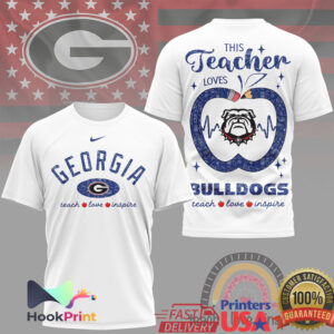 Georgia Bulldogs This Teacher Loves Bulldogs Teach Love Inspire Retro Fans Men Women T Shirt