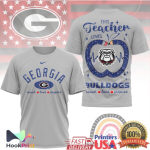 Georgia Bulldogs This Teacher Loves Bulldogs Teach Love Inspire Retro Fans Men Women T Shirt