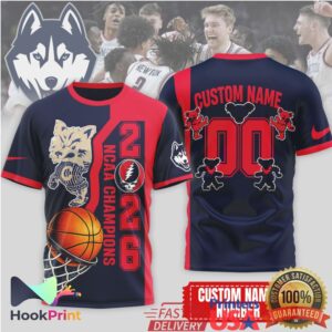 Grateful Dead UConn Huskies NCAA Basketball Champions 2026 Retro Style Custom Fans Men T Shirt Grateful Dead UConn Huskies NCAA Basketball Champions 2026 Retro Style Custom Fans Men T Shirt