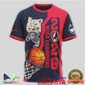 Grateful Dead UConn Huskies NCAA Basketball Champions 2026 Retro Style Custom Fans Men T Shirt