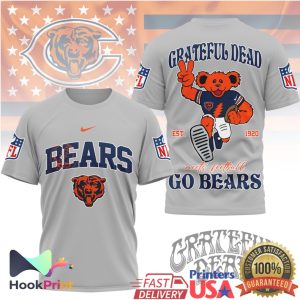 Grateful Dead x Chicago Bears Dancing Bear NFL Football T Shirt Grateful Dead x Chicago Bears Dancing Bear NFL Football T Shirt
