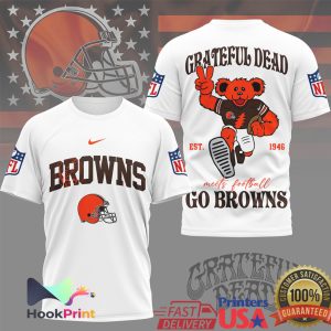 Grateful Dead x Cleveland Browns Dancing Bear Football T Shirt