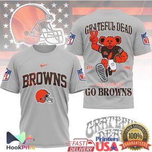 Grateful Dead x Cleveland Browns Dancing Bear Football T Shirt