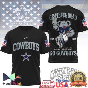 Grateful Dead x Dallas Cowboys Dancing Bear Football Graphic T Shirt Grateful Dead x Dallas Cowboys Dancing Bear Football Graphic T Shirt