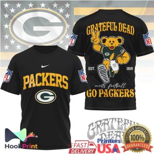 Grateful Dead x Green Bay Packers Dancing Bear NFL Mashup T Shirt Grateful Dead x Green Bay Packers Dancing Bear NFL Mashup T Shirt