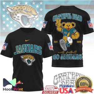Grateful Dead x Jacksonville Jaguars Dancing Bear Football T Shirt Grateful Dead x Jacksonville Jaguars Dancing Bear Football T Shirt