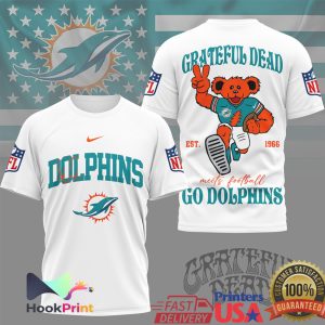 Grateful Dead x Miami Dolphins Dancing Bear NFL Mashup T Shirt