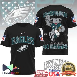 Grateful Dead x Philadelphia Eagles Dancing Bear Football T Shirt Grateful Dead x Philadelphia Eagles Dancing Bear Football T Shirt