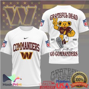Grateful Dead x Washington Commanders Dancing Bear NFL Fan T Shirt Grateful Dead x Washington Commanders Dancing Bear NFL Fan T Shirt
