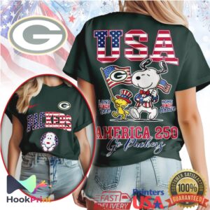Green Bay Packers America 250 Snoopy Woodstock Patriotic NFL T Shirt
