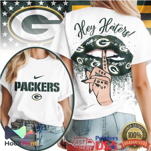 Green Bay Packers Hey Haters Shut The F Up Lips Graphic T Shirt