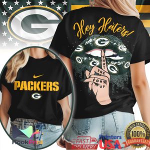 Green Bay Packers Hey Haters Shut The F Up Lips Graphic T Shirt