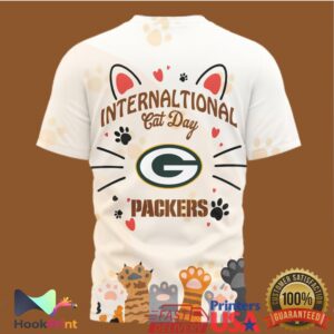 Green Bay Packers International Cat Day Paw Prints 2026 Retro Style Men Women Fans T Shirt