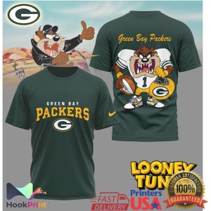 Green Bay Packers Looney Tunes Taz Football Graphic T Shirt Green Bay Packers Looney Tunes Taz Football Graphic T Shirt