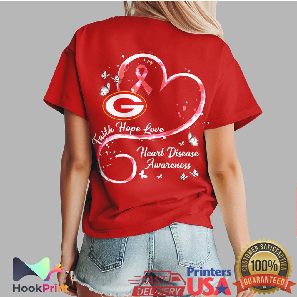 Green Bay Packers Messy Bun Heart Disease Awareness Faith Hope Love Red T Shirt Green Bay Packers Messy Bun Heart Disease Awareness Faith Hope Love Red T Shirt