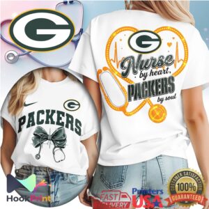 Green Bay Packers Nurse By Heart NFL Football Fan WoMedical Professional T Shirt