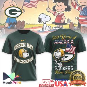 Green Bay Packers Snoopy 250 Years of America Patriotic T Shirt