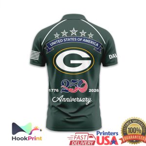 Green Bay Packers USA 250th Anniversary 1776 2026 Custom Name Polo Shirt