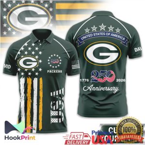 Green Bay Packers USA 250th Anniversary 1776 2026 Custom Name Polo Shirt