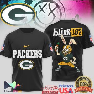 Green Bay Packers x Blink 182 Bunny Mashup NFL Graphic T Shirt Green Bay Packers x Blink 182 Bunny Mashup NFL Graphic T Shirt