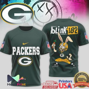 Green Bay Packers x Blink 182 Bunny Mashup NFL Graphic T Shirt