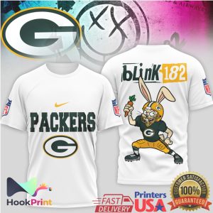Green Bay Packers x Blink 182 Bunny Mashup NFL Graphic T Shirt