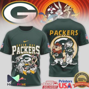 Green Bay Packers x Looney Tunes Mashup Retro Cartoon Football T Shirt