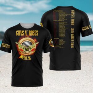 Guns N' Roses 2026 World Tour Latin North America Europe Australia Retro Concert T Shirt
