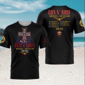 Guns N Roses Australia New Zealand Tour 2026 Cross Logo Vintage Rock Fans T Shirt
