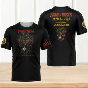 Guns N Roses Cariacica BR April 12 2026 Skull Roses Guns Vintage Men T Shirt Guns N Roses Cariacica BR April 12 2026 Skull Roses Guns Vintage Men T Shirt