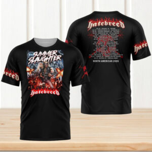 Hatebreed Summer Slaughter North American Tour 2026 Flame Print Retro Men Women Metal Fans T Shirt Hatebreed Summer Slaughter North American Tour 2026 Flame Print Retro Men Women Metal Fans T Shirt