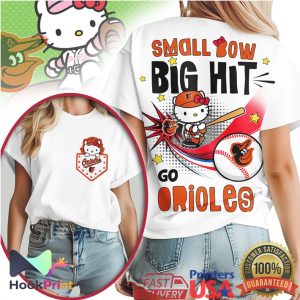 Hello Kitty Baltimore Orioles Baseball Small Bow Big Hit T Shirt
