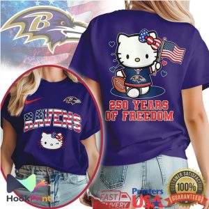 Hello Kitty Baltimore Ravens 250 Years Of Freedom American Flag NFL T Shirt Hello Kitty Baltimore Ravens 250 Years Of Freedom American Flag NFL T Shirt