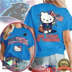 Hello Kitty Carolina Panthers 250 Years Of Freedom USA Flag NFL T Shirt Hello Kitty Carolina Panthers 250 Years Of Freedom USA Flag NFL T Shirt