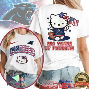 Hello Kitty Carolina Panthers 250 Years Of Freedom USA Flag NFL T Shirt