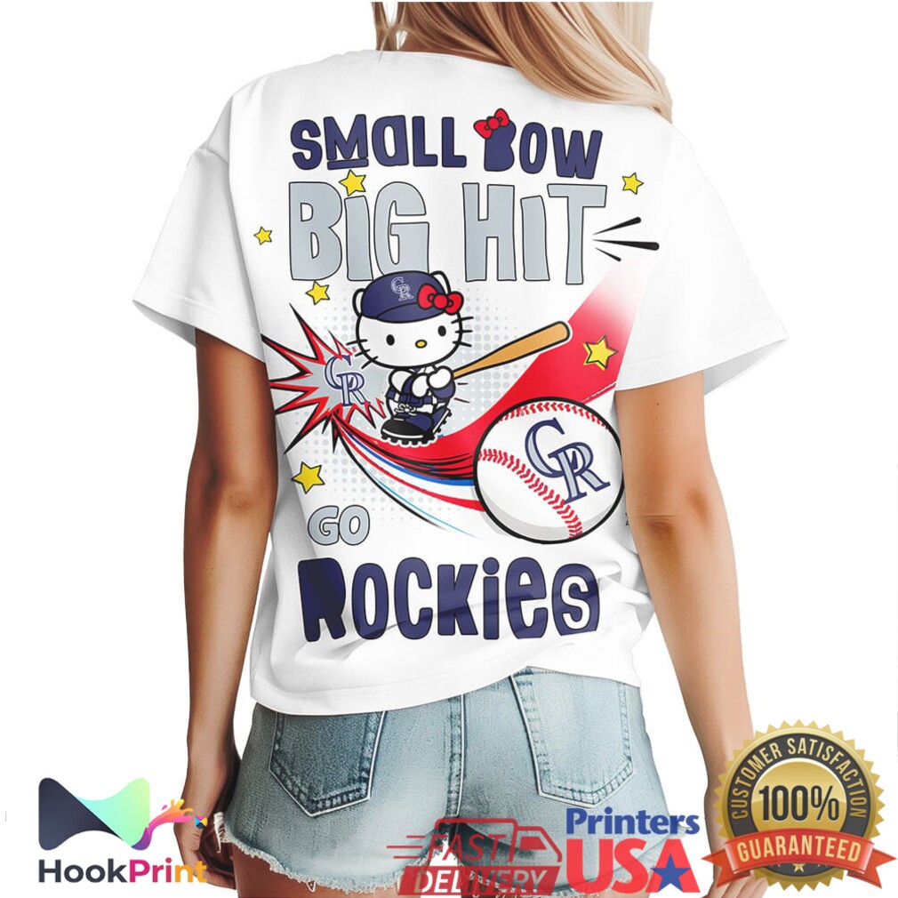 Hello Kitty Colorado Rockies Baseball Small Bow Big Hit T Shirt Hello Kitty Colorado Rockies Baseball Small Bow Big Hit T Shirt