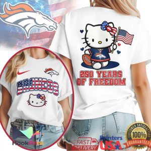 Hello Kitty Denver Broncos 250 Years Of Freedom American Flag NFL T Shirt
