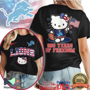 Hello Kitty Detroit Lions 250 Years Of Freedom USA Flag NFL T Shirt