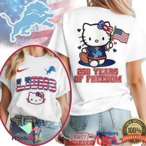 Hello Kitty Detroit Lions 250 Years Of Freedom USA Flag NFL T Shirt