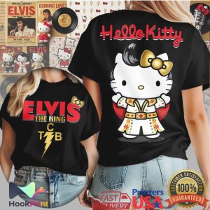 Hello Kitty Elvis Presley The King TCB White Jumpsuit T Shirt Hello Kitty Elvis Presley The King TCB White Jumpsuit T Shirt