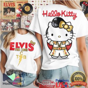 Hello Kitty Elvis Presley The King TCB White Jumpsuit T Shirt